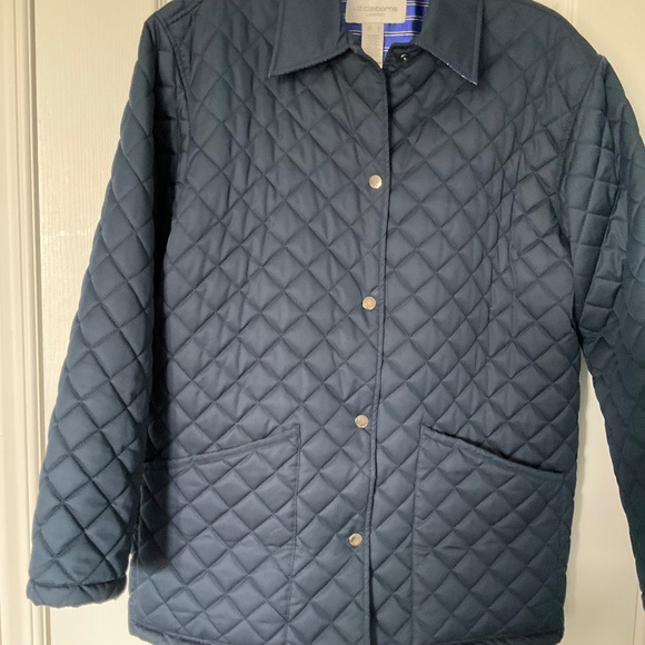 Liz Claiborne Navy Quilted Jacket with Snap Closures, as New - Picture 1 of 4